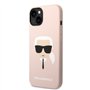 Karl Lagerfeld KLHMP14MSLKHLP Coque pour iPhone 14 Plus 6.7" Hardcase Rose Clair Silicone Karl`s Head