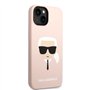 Karl Lagerfeld KLHMP14MSLKHLP Coque pour iPhone 14 Plus 6.7" Hardcase Rose Clair Silicone Karl`s Head