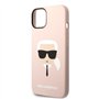 Karl Lagerfeld KLHMP14MSLKHLP Coque pour iPhone 14 Plus 6.7" Hardcase Rose Clair Silicone Karl`s Head