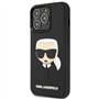 KARL LAGERFELD KLHCP14LKH3DBK Coque pour iPhone 14 Pro 6,1" Noir Coque Rigide 3D en Caoutchouc Motif tête de Karl