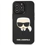 KARL LAGERFELD KLHCP14LKH3DBK Coque pour iPhone 14 Pro 6,1" Noir Coque Rigide 3D en Caoutchouc Motif tête de Karl