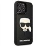 KARL LAGERFELD KLHCP14LKH3DBK Coque pour iPhone 14 Pro 6,1" Noir Coque Rigide 3D en Caoutchouc Motif tête de Karl