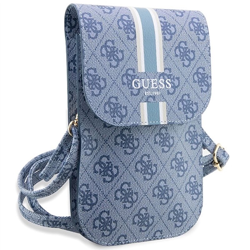 Image secondaire de Guess Étui portefeuille en polyuréthane 4G avec rayures imprimées Bleu, bleu