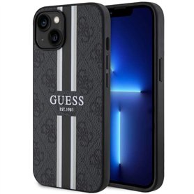 Guess GUHMP14MP4RPSK Coque Rigide pour iPhone 14 Plus 6,7" Noir à Rayures imprimées 4G