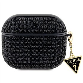 Guess GUA3HDGTPK Coque pour AirPods 3 Noir Strass Triangle Charm