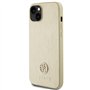 Guess GUHCP15SPS4DGPD Coque pour iPhone 15 6,1" Doré Rigide Cuir 4G Metal Logo Strass