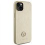 Guess GUHCP15SPS4DGPD Coque pour iPhone 15 6,1" Doré Rigide Cuir 4G Metal Logo Strass