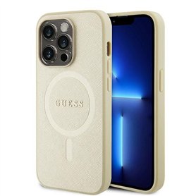 Guess GUHMP15XPSAHMCB Saffiano Coque Rigide dorée pour iPhone 15 Pro Max 6,7"