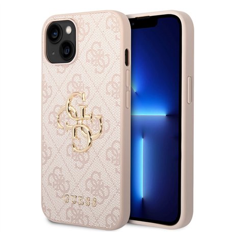 Guess GUHCP15S4GMGPI Coque Rigide pour iPhone 15 6,1" Rose 4G Big Metal Logo