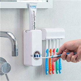 SHOP-STORY - Distributeur Automatique de Dentifrice avec Porte Brosse à Dents et Tête de Brosse à Dents Électrique Brossette