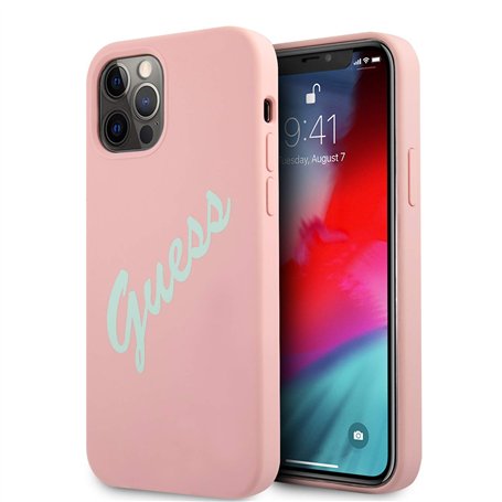 Guess Hardcase Coque de Protection Vintage en Silicone pour iPhone 12 Pro Max 6,7" Vert rosé
