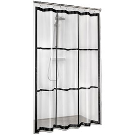 Sealskin Brix, Rideau de douche PEVA, Transparent, Noir, 180 x 200 cm