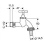 Schell avec poignée conformes à la vanne 1/2 "), chromé mat, 034050399