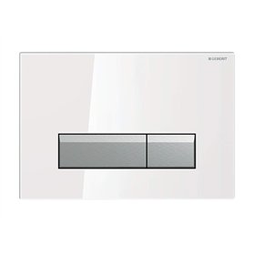 Geberit 8026514 Plaque de recouvrement Sigma 40 115.600.si.1 rinçage à 2 quantités, Blanc/Aluminium brossé