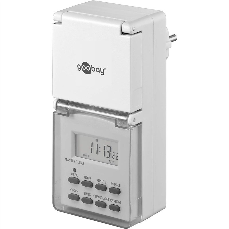 Goobay 51301 Minuteur Numérique IP44, Blanc, Fiche Allemande