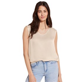 STREET ONE A344656 Haut en Satin, Beige Sable Lisse, 38 Femmes T-Shirt