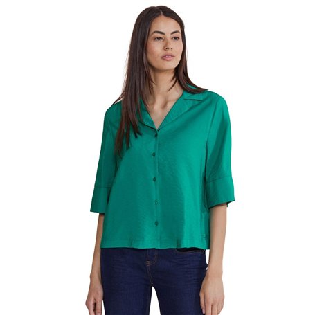 STREET ONE A344573 Chemisier à Manches 3/4, Intense Aqua, 40 Femme T-Shirt, Turquoise