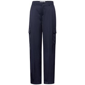 STREET ONE Droite en Satin-Coupe Décontractée, Bleu Foncé, 40W x 32L Femme