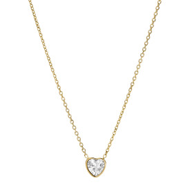 Fossil Collier Pour Femmes Sutton, L : 406.4mm +50.8mm L : 6.5mm Collier En Acier Inoxydable Doré, JF03937710