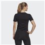 adidas Femme Train Essentials Train Cotton 3-Stripes Crop Tee, Black/White, S