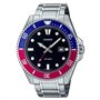Casio MDV107D-1A3V Montre de plongée pour homme en acier inoxydable 200 m Rouge/bleu Cadran noir 3 aiguilles, noir, Sports