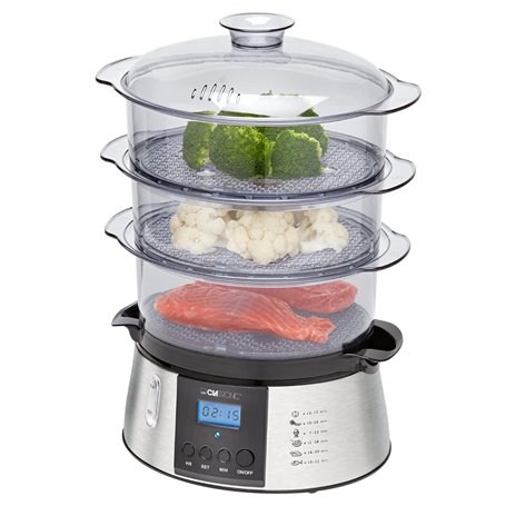 Cuiseur vapeur - Cuiseur riz - Rice cooker - Cuiseur vapeur electrique - Cuiseur Vapeur 3 Compartiments DG3547 Clatronic