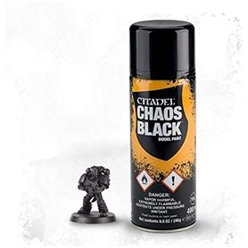 Games Workshop Citadel Bombe sous-Couche - Aérosol Chaos Black, Noir, 280 g (Lot de 1)