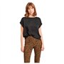 Vila Viellette S/S Satin Top/Su-Noos T-Shirt, Noir, 34 Femme