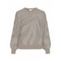 Vila O-Neck Knit Top/BF Vipinna L/S Haut en Tricot Jacquard à col Rond, Mélange Naturel, S Femme