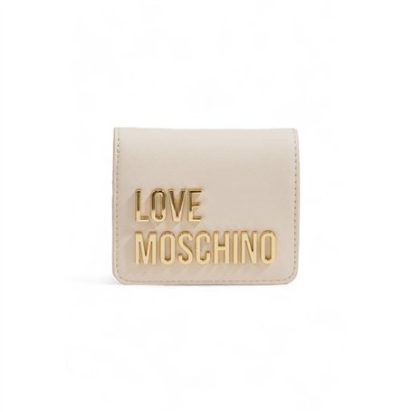 Love Moschino Portefeuille uni beige avec fermeture à clip - Portefeuilles, Beige