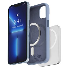Puro PUROCOQICNMAGBLIP14 - Coque Silicon Icon Magnétique IP13/14 Bleu