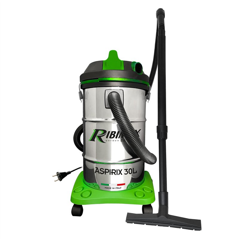 RIBIMEX Aspirateur 30 L by PRASP30IT, RIBIMEX-PRASP30IT-Bidon Solides et liquides 30 L-1200 W, Plastique et métal, Vert, Noir, A