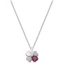 Amen Collier Femme Fortuna Quadrifoglio Zircon Rouge, 1, Argent, Zircon
