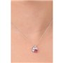 Amen Collier Femme Fortuna Quadrifoglio Zircon Rouge, 1, Argent, Zircon