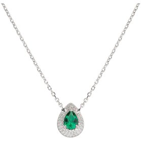 Amen Collier Goutte d'amour en Argent avec Zircons, Medium, Argent Sterling, Zircon