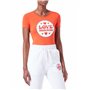 Love Moschino Stretch Cotton Jersey with Logo Patch Print T-Shirt, Orange, 46 Femme