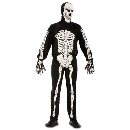 viving -90586 Déguisement squelette bourreau, combinaison et gants Taille XXXL Noir (1)