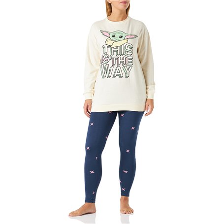 CERDÁ LIFE'S LITTLE MOMENTS Pyjama Femme d'hiver de Baby Yoda [ The Mandalorian ] 100% Coton avec T-Shirt et Pantalon-Licence Of