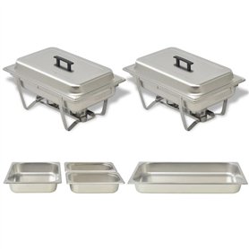vidaXL Ensemble de chauffe-plats 2 pcs Acier inoxydable