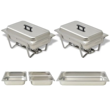 vidaXL Ensemble de chauffe-plats 2 pcs Acier inoxydable