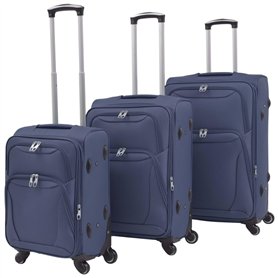 vidaXL Jeu de valises souples 3 pcs Bleu marine