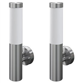 2 appliques murales cylindriques en acier inoxydable