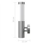 2 appliques murales cylindriques en acier inoxydable