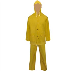 vidaXL 2X Imperméable Robuste avec Capuchon et Salopette Jaune XL Randonnée