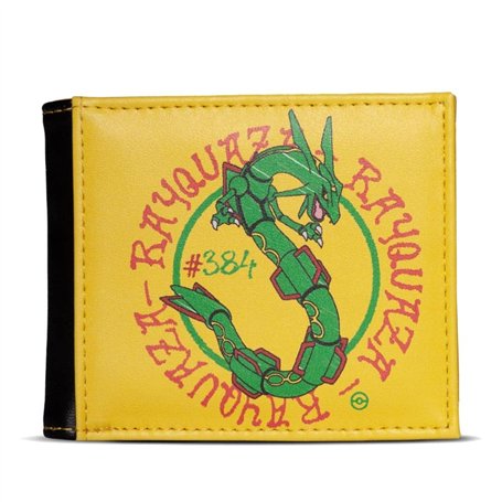 Pokemon Rayquaza #384 Portefeuille à deux volets pour homme Jaune/noir MW861581POK Jaune/noir Taille unique, jaune/noir, One Siz