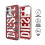 DIESEL Coque de Protection conçue pour iPhone 12 Mini 5.4 - Transparente - Anti-Chocs - avec Bords arrondis - Rouge/Gris