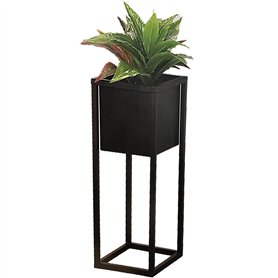 Pot de fleurs carré en métal noir sur pied surélevé pour intérieur de jardin 50 cm