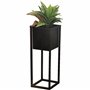 Pot de fleurs carré en métal noir sur pied surélevé pour intérieur de jardin 50 cm