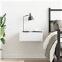 vidaXL Table de Chevet Flottante, Armoire de Lit Murale, Table de Nuit, Meuble de Chambre à Coucher Maison Intérieur, Blanc Bois