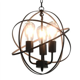 vidaXL Lampe suspendue Noir Sphère 3 ampoules E27
